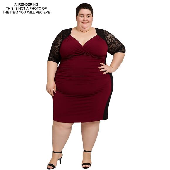 Kiyonna Dress Bodycon Lace Whimsigoth Vampire Romantic Witchy Black Red 4 4X - Picture 10 of 14